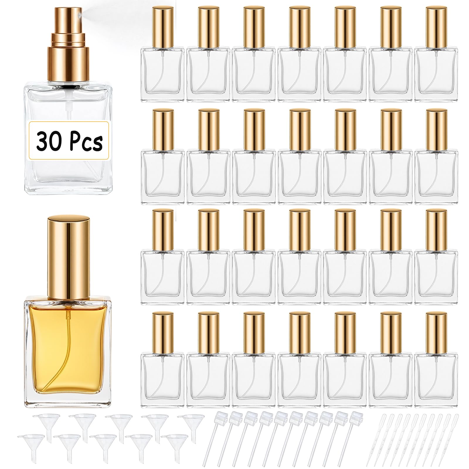 Oud Perfume Spray - Hochwertige 30 15-ml-Parfümzerstäuber aus Klarglas mit