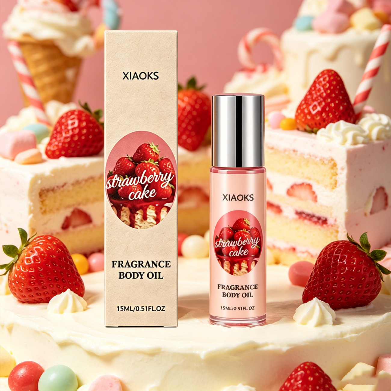 Perfume Floral Fragrance - 1 Flasche Erdbeer-Kuchen Roll-On-Parfüm – Bezaubernder